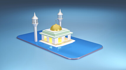 mosque on top smartphone ramadhan kareem ied mubarak