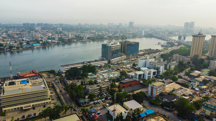 Aerial view of Lagos city skyline