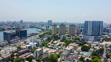 Beautiful aerial view of Lagos City aerial landscape