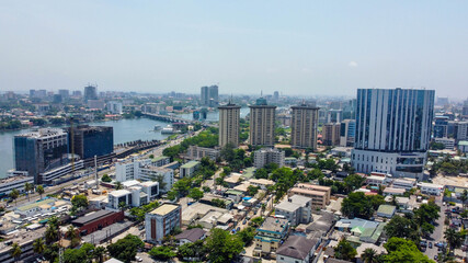 Fototapeta premium Beautiful aerial view of Lagos City aerial landscape