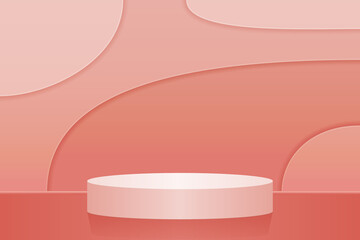 Minimalistic round scene for presentation. Abstract pink background, cut paper style. 3d, vector, realism. Product Podium for advertising exhibition.
