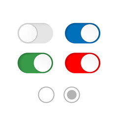 On and Off toggle switch buttons isolated on a white background