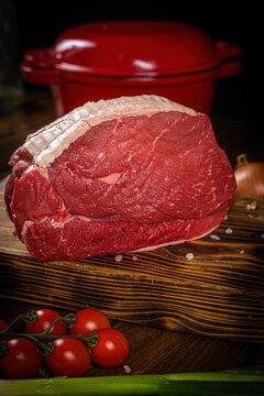 Uncooked Raw Beef Topside for a roast.