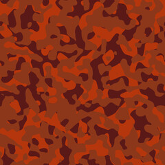 Seamless red camouflage texture. Brown military pattern.