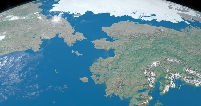 Chukchi Sea in planet earth, aerial view from outer space