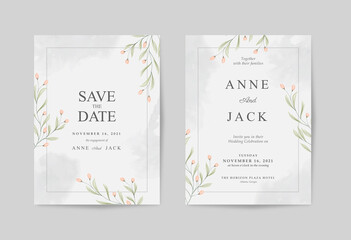 Elegan Wedding invitation with beautiful flower watercolor