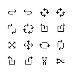 Refresh shuffle arrow icons set. Pixel perfect