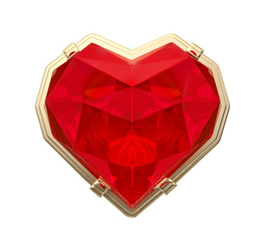 Red faceted realistic heart. 3d illustration