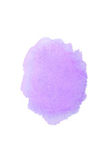 Liliac watercolor stain on white paper texture background.