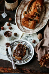 Banana and nutella  bread.style vintage