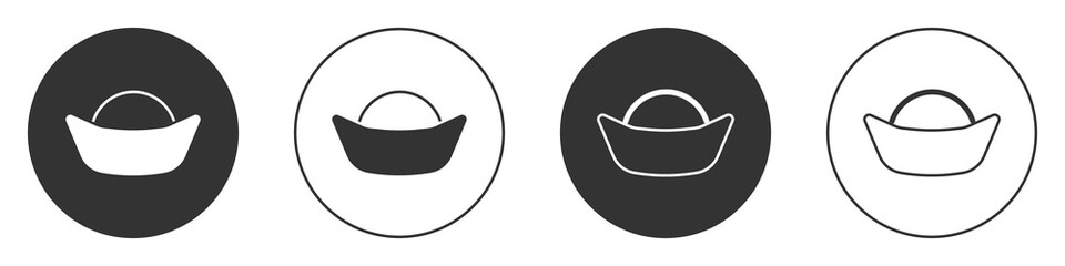 Black Sushi icon isolated on white background. Traditional Japanese food. Circle button. Vector