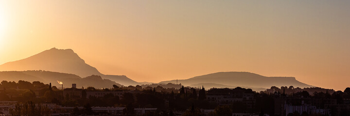 the Sainte Victoire mountain in the morning light