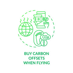 Buy carbon offsets when flying concept icon. Sustainable tour tips. Paying extra fee on top of flight ticket cost idea thin line illustration. Vector isolated outline RGB color drawing