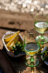 Fish patties fishing near the river. Daylight