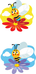Obraz premium A little bee with a flower.