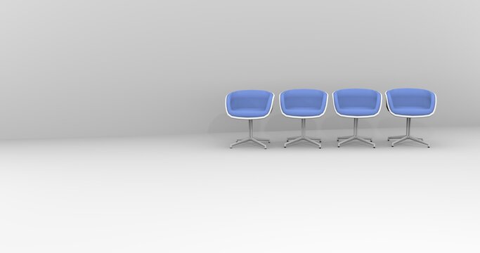 Simple Blue chairs  waiting room 