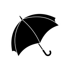 umbrella icon, simple flat illustration of umbrella, isolated silhouette on white background