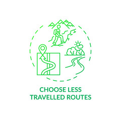 Choose less travelled routes concept icon. Sustainable tourism ideas. Beautiful travelling routes for tourist idea thin line illustration. Vector isolated outline RGB color drawing