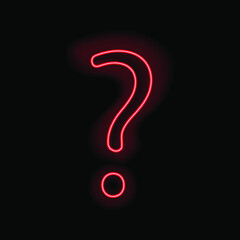 Neon red question mark isolated on a black background