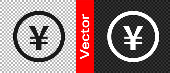 Black Chinese Yuan currency symbol icon isolated on transparent background. Coin money. Banking currency sign. Cash symbol. Vector