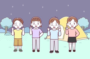 Fototapeta premium 子どもたち4人
