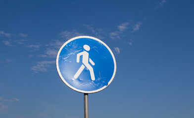 Pedestrian route sign in the sky