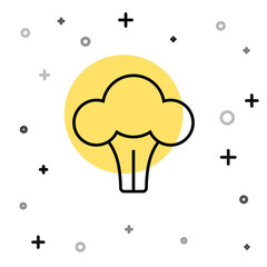 Black line Broccoli icon isolated on white background. Random dynamic shapes. Vector