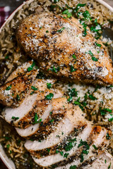 Chicken and rice casserole.style rustic