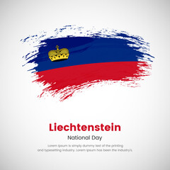 Brush painted grunge flag of Liechtenstein country. National day of Liechtenstein. Abstract creative painted grunge brush flag background.