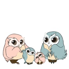 Cute owl family in white background 