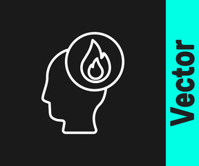 White line Firefighter icon isolated on black background. Vector