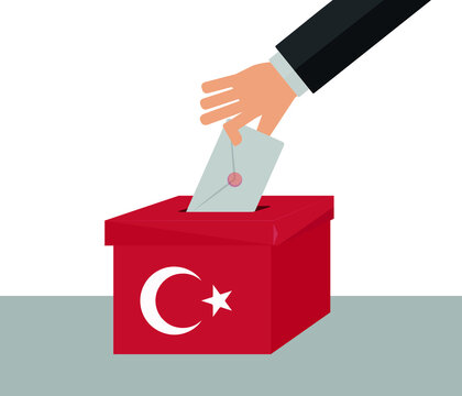 vote icon. ballot box vector work in Turkey. Vote concept with turkish flag.
