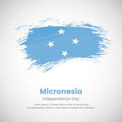 Brush painted grunge flag of Micronesia country. Independence day of Micronesia. Abstract creative painted grunge brush flag background.