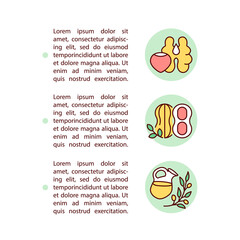 Nuts and olive oils concept line icons with text. PPT page vector template with copy space. Brochure, magazine, newsletter design element. Monounsaturated fats linear illustrations on white