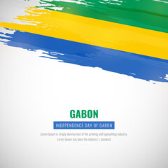Happy independence day of Gabon with brush style watercolor country flag background
