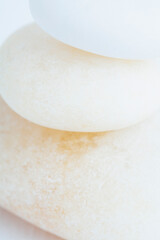 Stack of white stones closeup