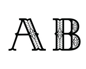 AB. Elegant capital letters. To use monograms, logos, emblems, initials.