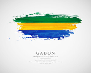 Happy independence day of Gabon with artistic watercolor country flag background