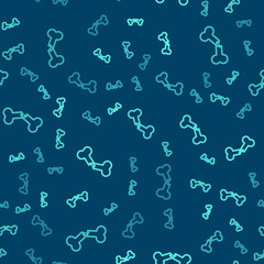 Green line Human broken bone icon isolated seamless pattern on blue background. Vector