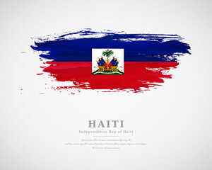 Happy independence day of Haiti with artistic watercolor country flag background