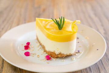 lemon cheese cake on plate