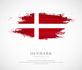 Abstract watercolor brush stroke flag for constitution day of Denmark
