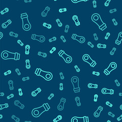 Green line Zipper icon isolated seamless pattern on blue background. Vector
