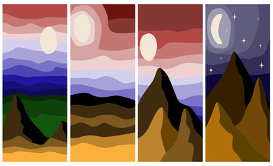abstract landscape. set of abstract backgrounds. stock vector illustration with abstract mountains.
