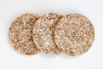 rice cakes isolated on white background, grain crispbreads
