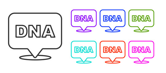 Black line DNA symbol icon isolated on white background. Set icons colorful. Vector