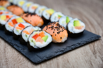 Sushi on a stone board