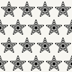 Zebra stars pattern. Seamless monochrome stars. Vector.