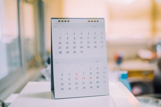 Blurred celendar in white tone.