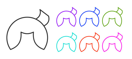 Black line Chinese fortune cookie icon isolated on white background. Asian traditional. Set icons colorful. Vector